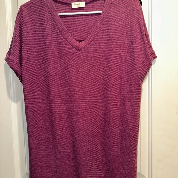 hailey & co Tops - Hailey & Co Berry Purple Textured V Neck Top Size Small